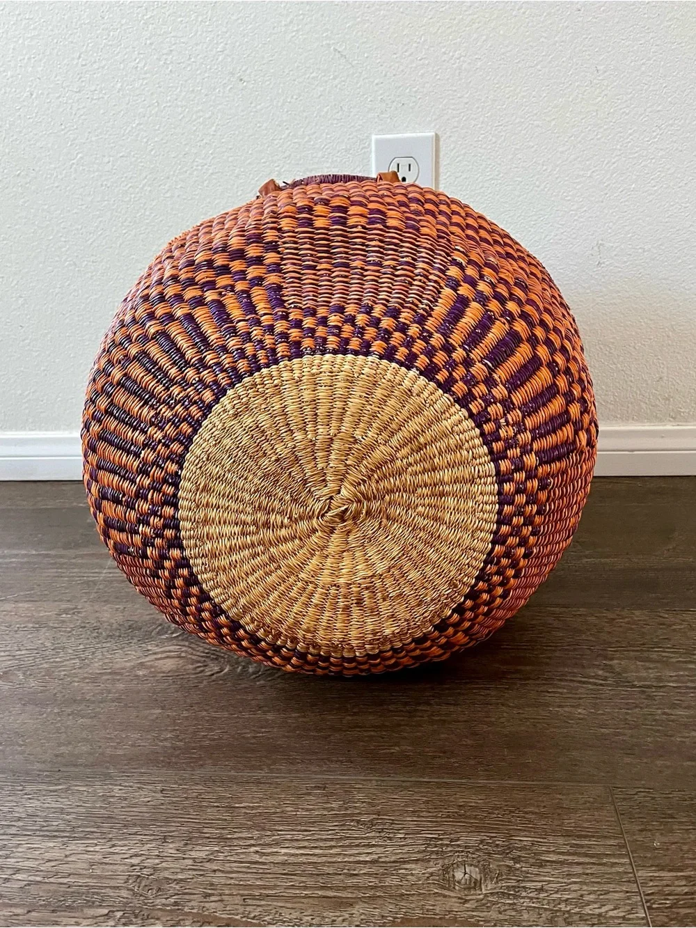 Handwoven Purple and Orange Market Basket - Home Accents